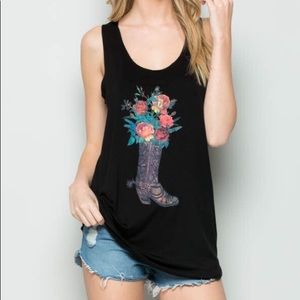 Boot and Floral Tank